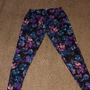 No Boundaries Floral Leggings - Black, Purple, and Blue